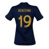 Damen Fußballbekleidung Frankreich Karim Benzema #19 Heimtrikot WM 2022 Kurzarm
